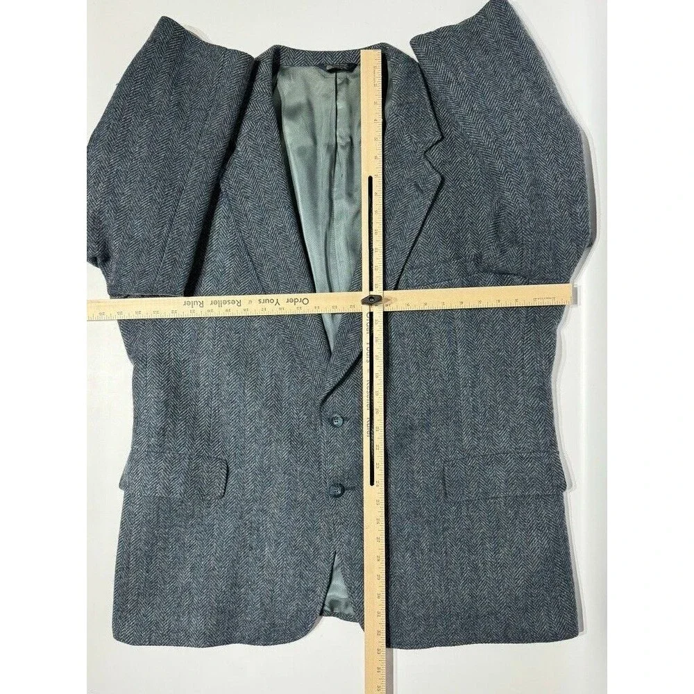Vintage Kuppenheimer USA 100% Wool Tweed Blazer Gray Blue Stripe ~ Men’s 46R